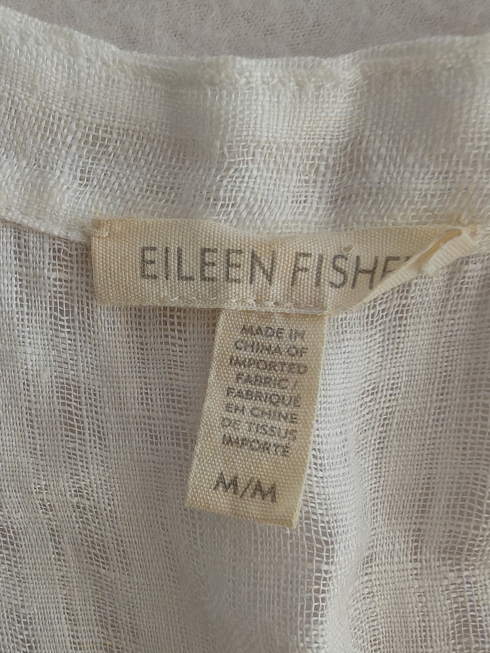 Eileen Fisher Lightweight Textured Linen Top — Natural Cream - Picture 2 of 9